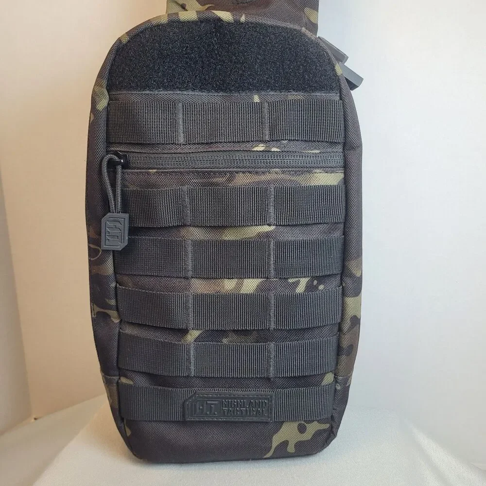 Highland Tactical Small Camo Crossbody Backpack Molle Webbing 4 Compartment